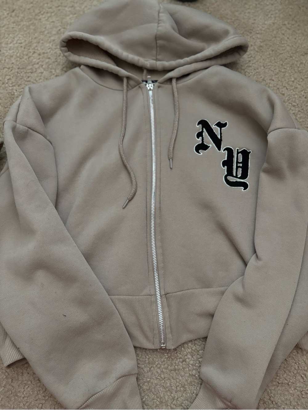 Zip-Up Hoodie with NY Lettering and matching pants